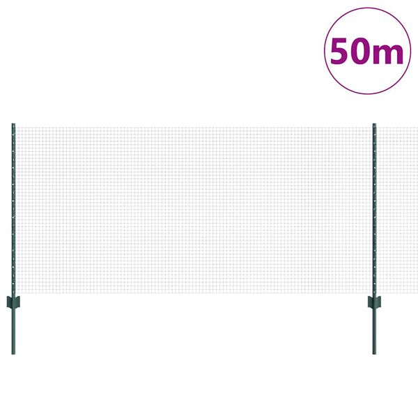 vidaXL Fence with Post Green 3.28 x 164.04 ft Steel and PVC