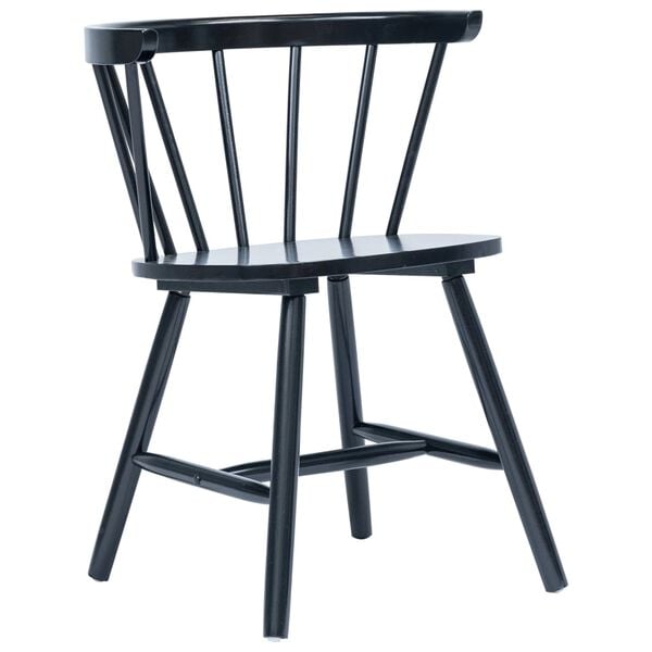 vidaXL Dining Chair Set of 4 Black Solid rubber wood and bent wood
