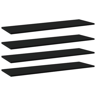 vidaXL Bookshelf Boards 4 pcs Black 39.4"x11.8"x0.6" Engineered Wood