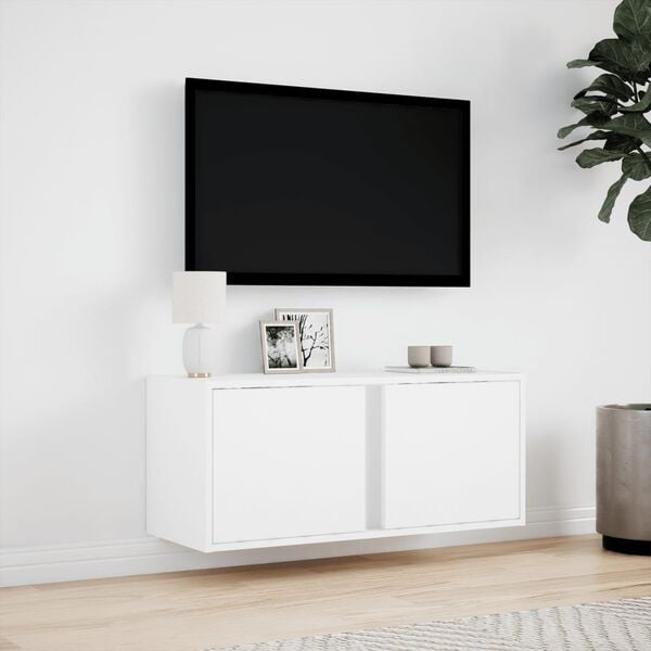 vidaXL TV Wall Cabinet White Engineered wood 31.5x12.2x13.8 in