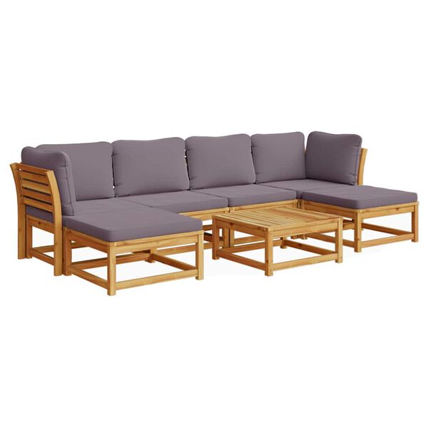 vidaXL 7 Piece Patio Lounge Set with Cushions Solid Wood Acacia