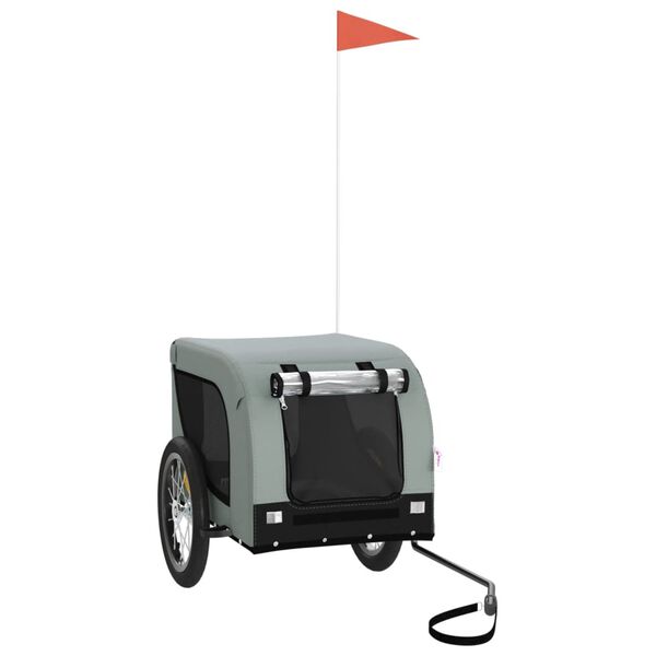 vidaXL Pet Bike Trailer Gray and Black Oxford Fabric, Iron, PVC