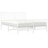 vidaXL Bed Frame White Steel Full Bed Frame Rectangular Traditional