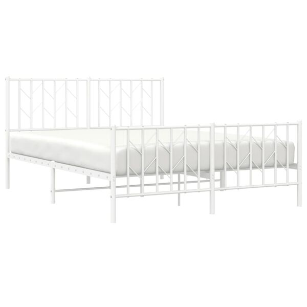 vidaXL Bed Frame White Steel Full Bed Frame Rectangular Traditional