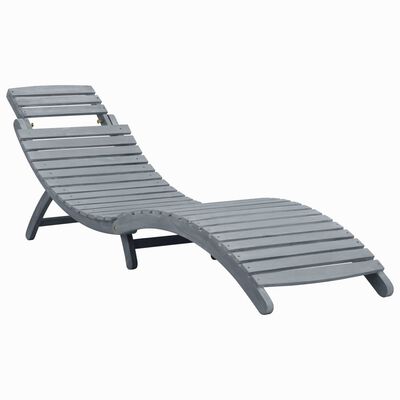 vidaXL Sun Lounger with Cushion Gray Solid Acacia Wood