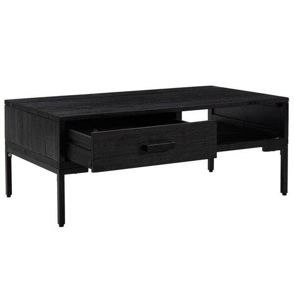 vidaXL Coffee Table Black Solid Pinewood 35.4x19.7x13.8 in Coffee Table