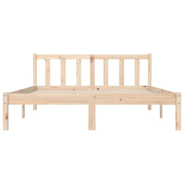 vidaXL Bed Frame Natural 59.84 x 79.92 in Solid Pine Wood