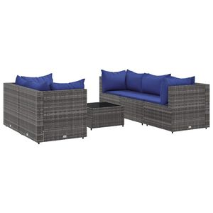 vidaXL Patio Lounge Set Set of 5 Gray, Dark Blue