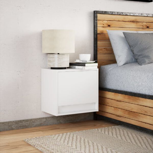 vidaXL Wall-mounted Bedside Cabinet White Engineered wood Small