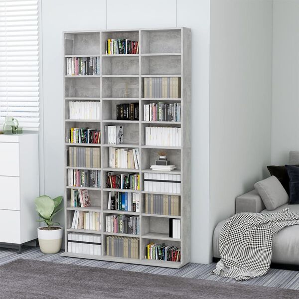 vidaXL CD Cabinet Concrete Gray Engineered Wood 40.2 x 6.3 x 69.9 in