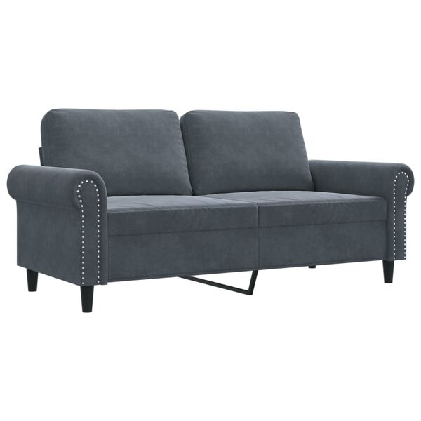 vidaXL 2-seater Sofa Dark Gray Velvet (100% polyester), Metal, Foam