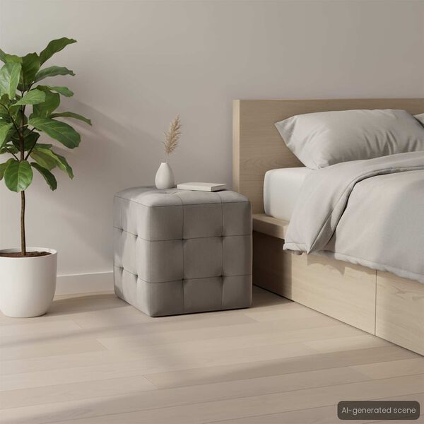 vidaXL Bedside Cabinet Set of 2 Grey Velvet fabric, wood Compact