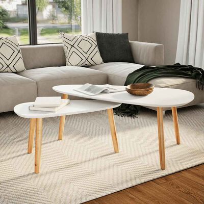 Vidaxl Coffee Table Set 2 Pieces Solid Pinewood White Vidaxl Com