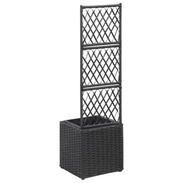 vidaXL Raised Bed Black Poly Rattan, Plastic 11.8 x 11.8 x 42.1 in