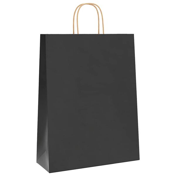 vidaXL Paper Bags 50 pcs with Handles Black 12.6x4.7x16.5"