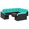vidaXL 13 Piece Garden Sofa Set with Cushions Black Poly Rattan