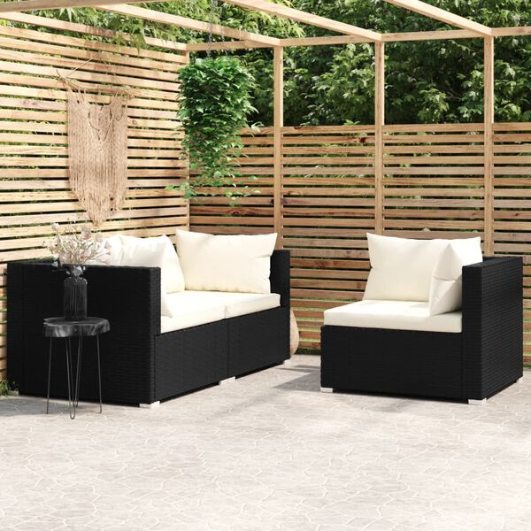 vidaXL Garden Lounge Set Black PE rattan Standard Modular