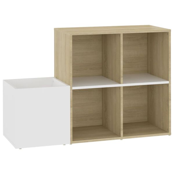 vidaXL Hall Shoe Cabinet White and Sonoma Oak Engineered wood Medium
