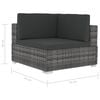 vidaXL Sofa Set Gray + Anthracite PE Rattan + Powder-Coated Steel Frame