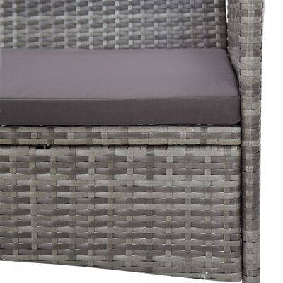 vidaXL 4 Piece Patio Lounge Set With Cushions Poly Rattan Gray