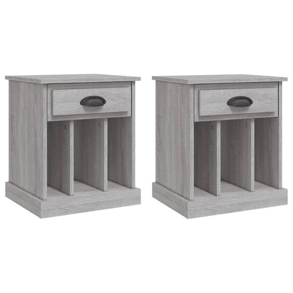 vidaXL Bedside Cabinet Set of 2 Grey Sonoma Engineered wood Medium