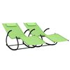 vidaXL Rocking Sun Loungers 2 pcs Green Steel and Textilene