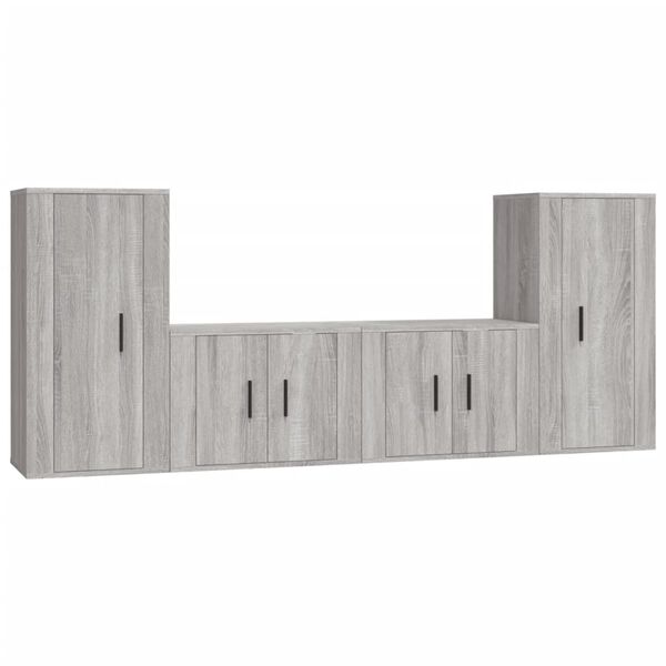 vidaXL TV Cabinet Set Set of 4 Gray Sonoma Engineered wood 4 Piece Set