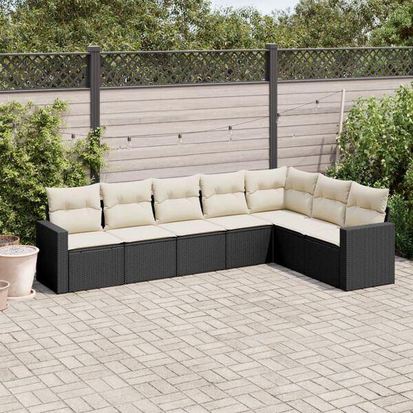 vidaXL Garden Sofa Set Black PE Rattan Large Adjustable Feet