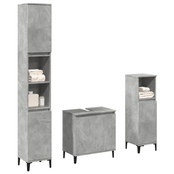 vidaXL Bathroom Furniture Set Concrete grey Engineered wood, metal Medium