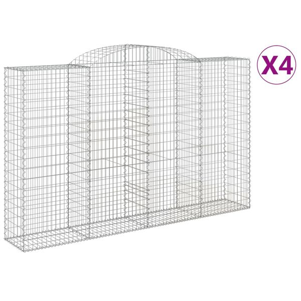 vidaXL Gabion Basket Set of 4 Silver Galvanized Iron Large