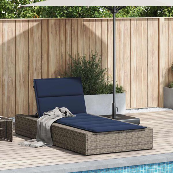 vidaXL Patio Sunbed Grey PE Rattan Standard Adjustable Armrests