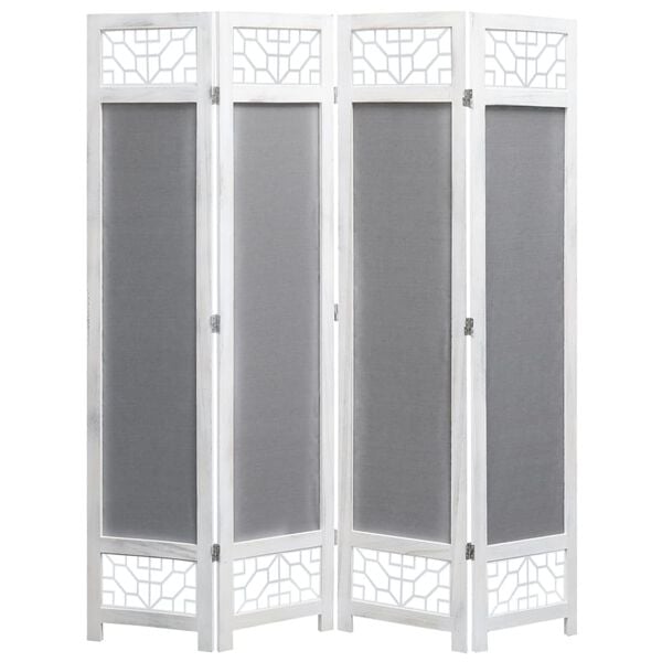 vidaXL 4-Panel Room Divider Gray 55.1"x65" Fabric