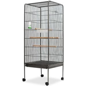 vidaXL Bird Cage Black Steel Large Durable Bird Cage Rectangular