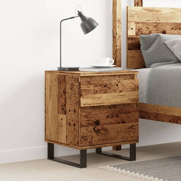 vidaXL Bedside Cabinet Old wood Engineered wood, metal Small