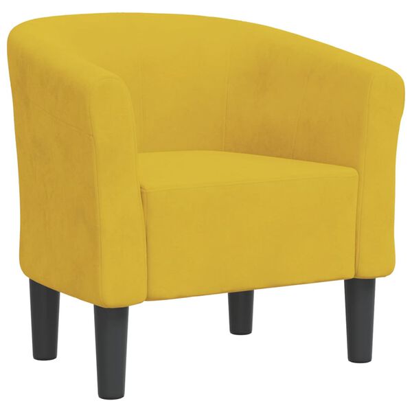 vidaXL Tub Chair Yellow Velvet Medium Ergonomic Armchair Round