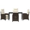 vidaXL Garden Dining Set with Cushion 5 pcs Brown Poly Rattan