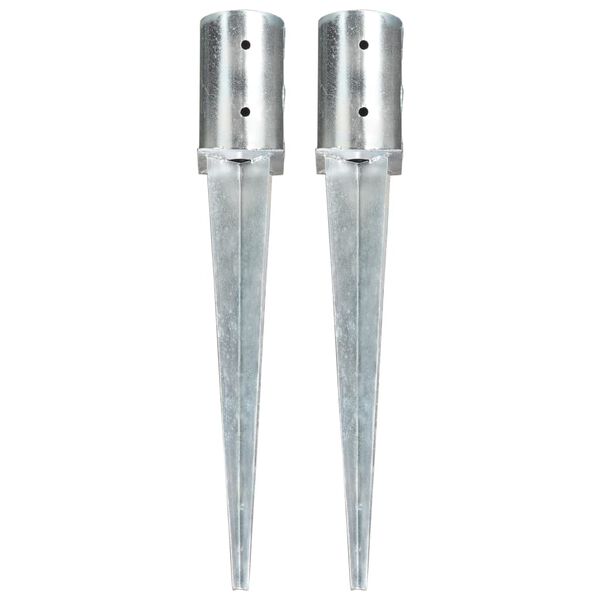 vidaXL Ground Spikes 2 pcs Silver 3.1x24.0" Galvanised Steel