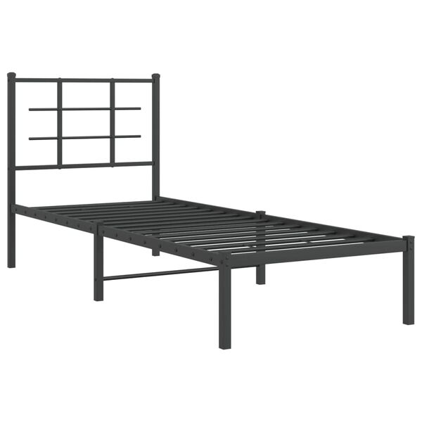 vidaXL Bed Frame Black Powder-Coated Steel Twin Bed Frame Rectangular
