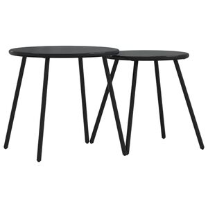 vidaXL Garden Coffee Table Set of 2 Black Powder-coated steel Small