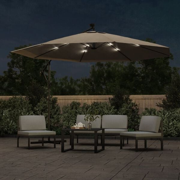 vidaXL Cantilever Garden Parasol Taupe Polyester Large Tiltable