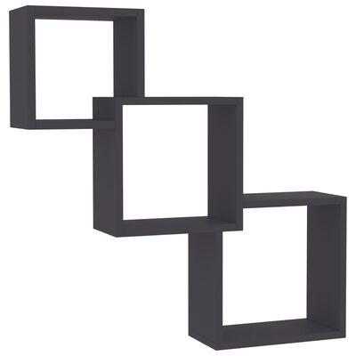 vidaXL Cube Wall Shelves Gray 33.3"x5.9"x10.6" Engineered Wood