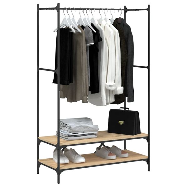 vidaXL Clothes Rack Sonoma Oak Engineered wood, Metal Compact