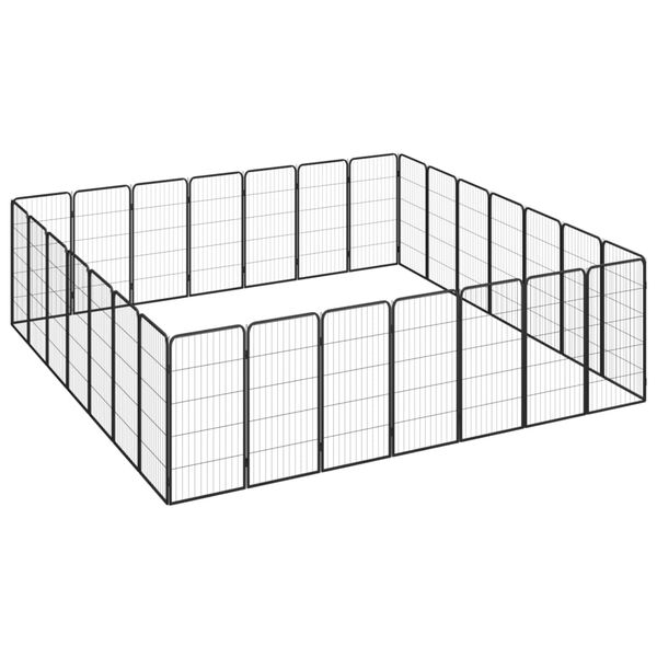 vidaXL Dog Playpen Black Powder-coated Steel Large