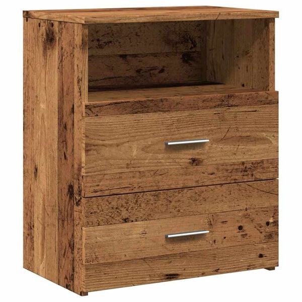 vidaXL Bedside Cabinet Set of 2 Old wood Engineered wood Bedside Cabinet