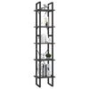 vidaXL Book Cabinet Grey Pinewood, Metal Tall Book Cabinet Rectangular