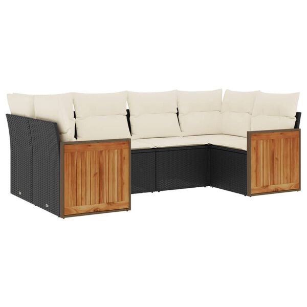 vidaXL Garden Sofa Set Black PE rattan, powder-coated steel, polyester