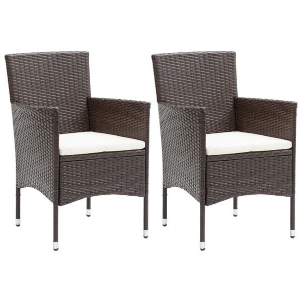 vidaXL Chair Set of 2 Brown Poly rattan, powder-coated steel Standard