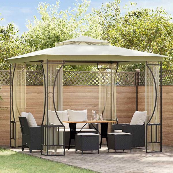 vidaXL Gazebo with with Nets 9.8'x9.8'x8.7' Cream