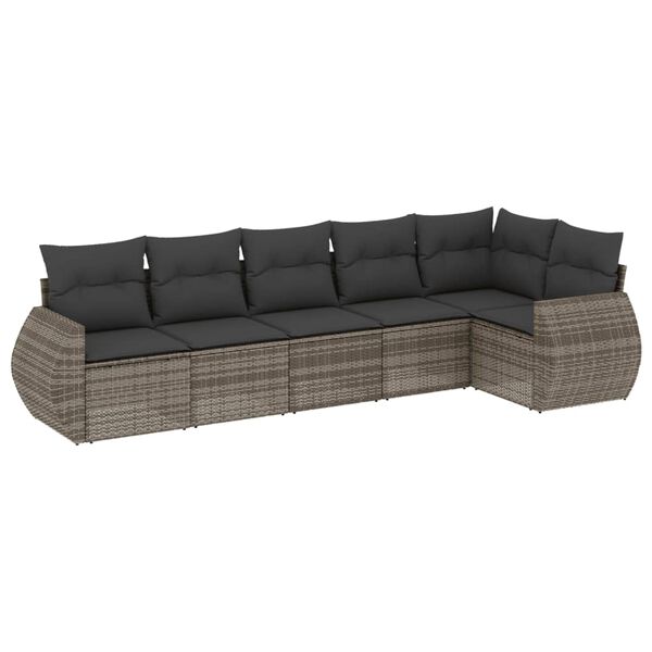 vidaXL Garden Sofa Set Grey PE rattan, powder-coated steel Large Modular