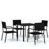 vidaXL Garden Dining Set Black Steel, PE Rattan Standard Stackable